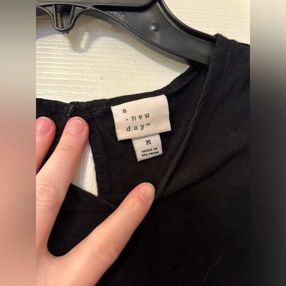 A New Day Flutter Sleeve Black Linen Top - Picture 3 of 7